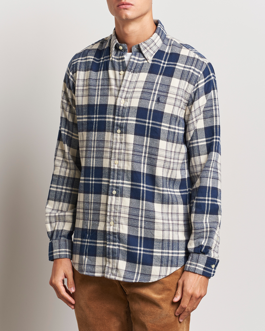 Herre | Skjorter | Polo Ralph Lauren | Custom Fit Brushed Flannel Checked Shirt Off White