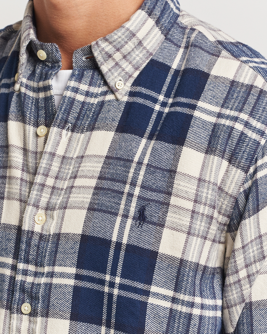 Herre | Skjorter | Polo Ralph Lauren | Custom Fit Brushed Flannel Checked Shirt Off White