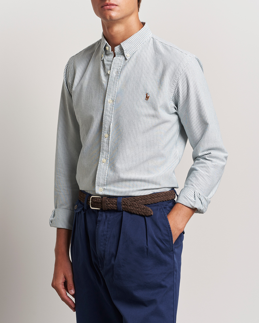 Herre | Skjorter | Polo Ralph Lauren | Slim Fit Striped Oxford Shirt Green/White