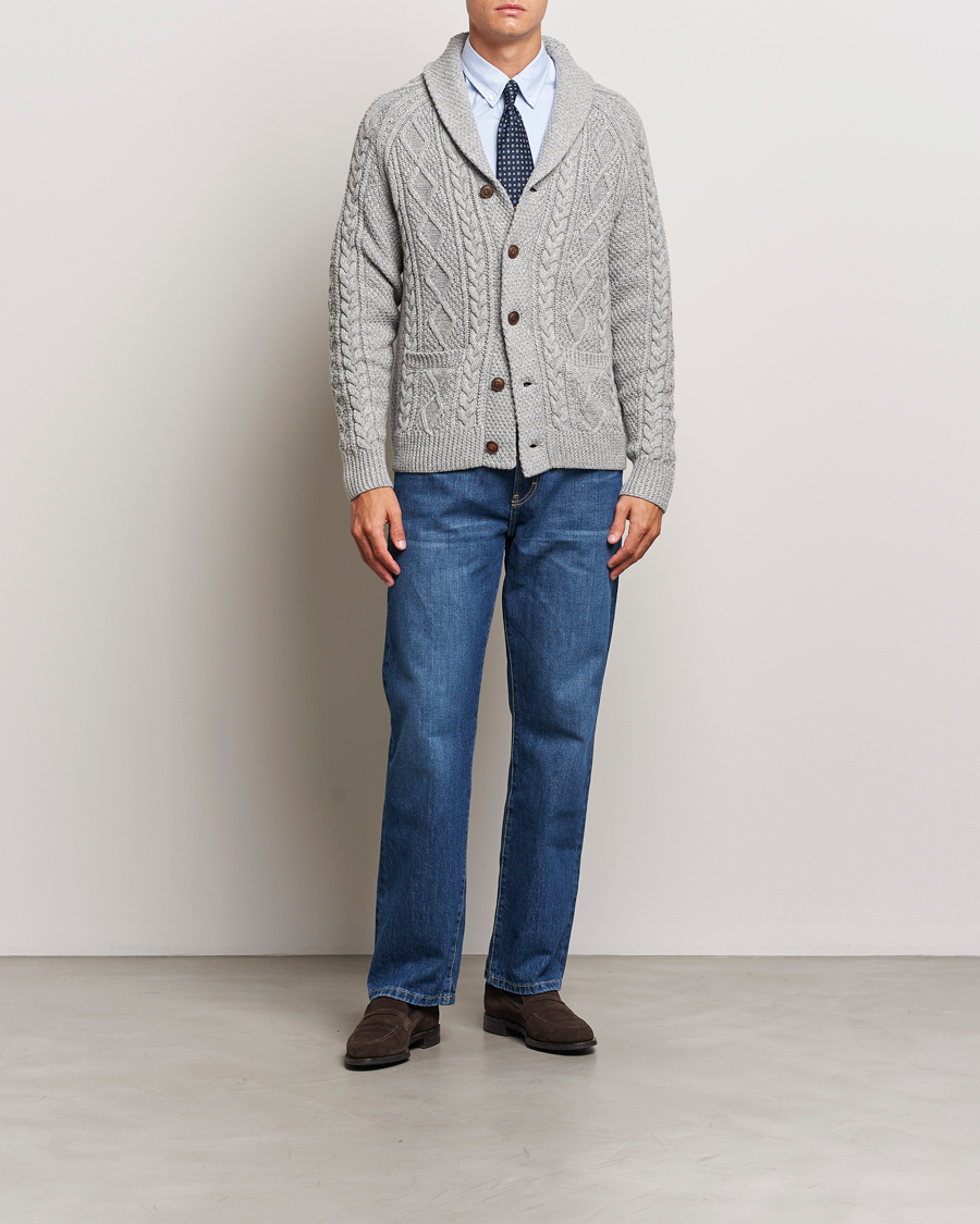 Herre | Gensere | Polo Ralph Lauren | Cotton Shawl Cardigan Grey Combo