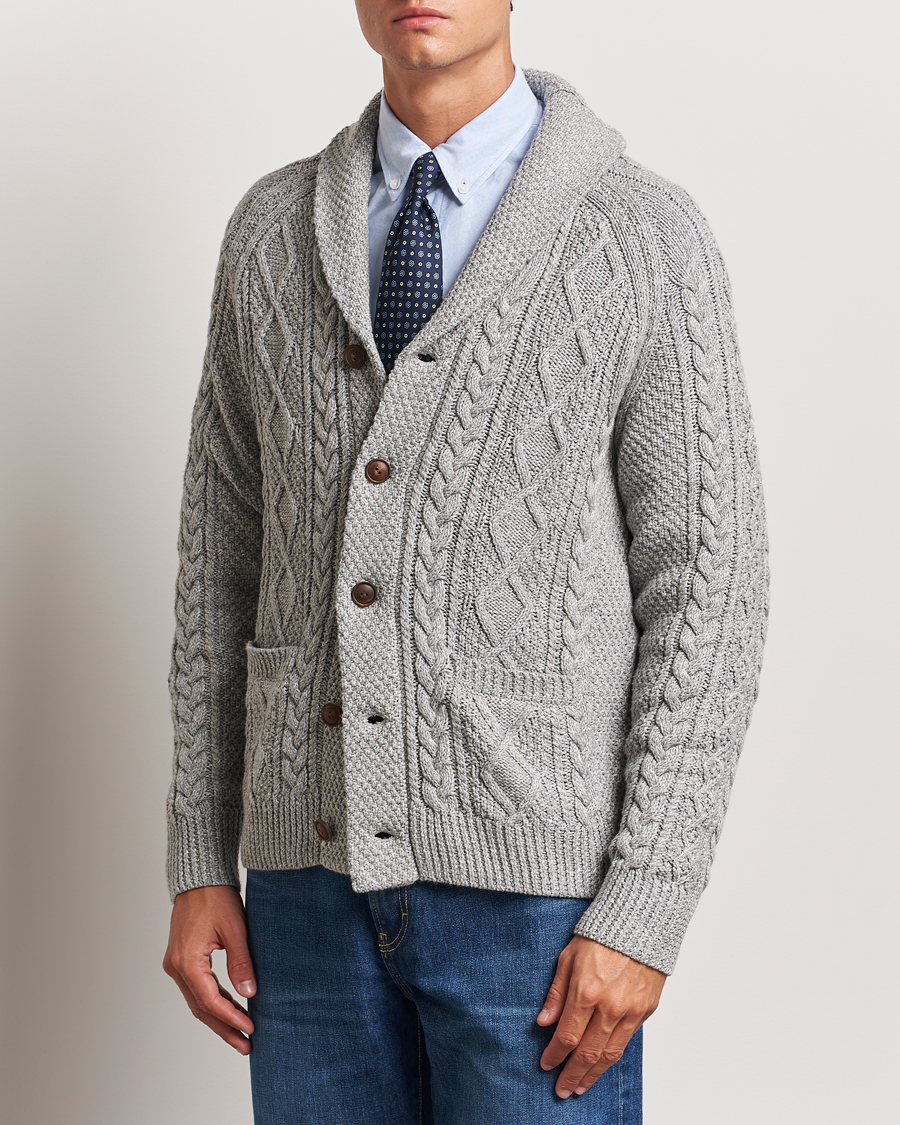 Herre | Gensere | Polo Ralph Lauren | Cotton Shawl Cardigan Grey Combo