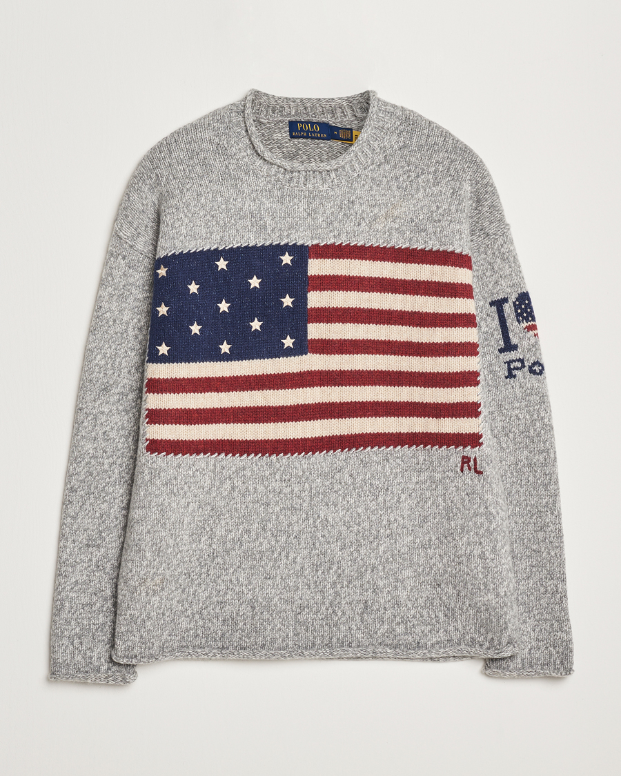 Herre | Gensere | Polo Ralph Lauren | Wool Flag Sweater Grey Combo