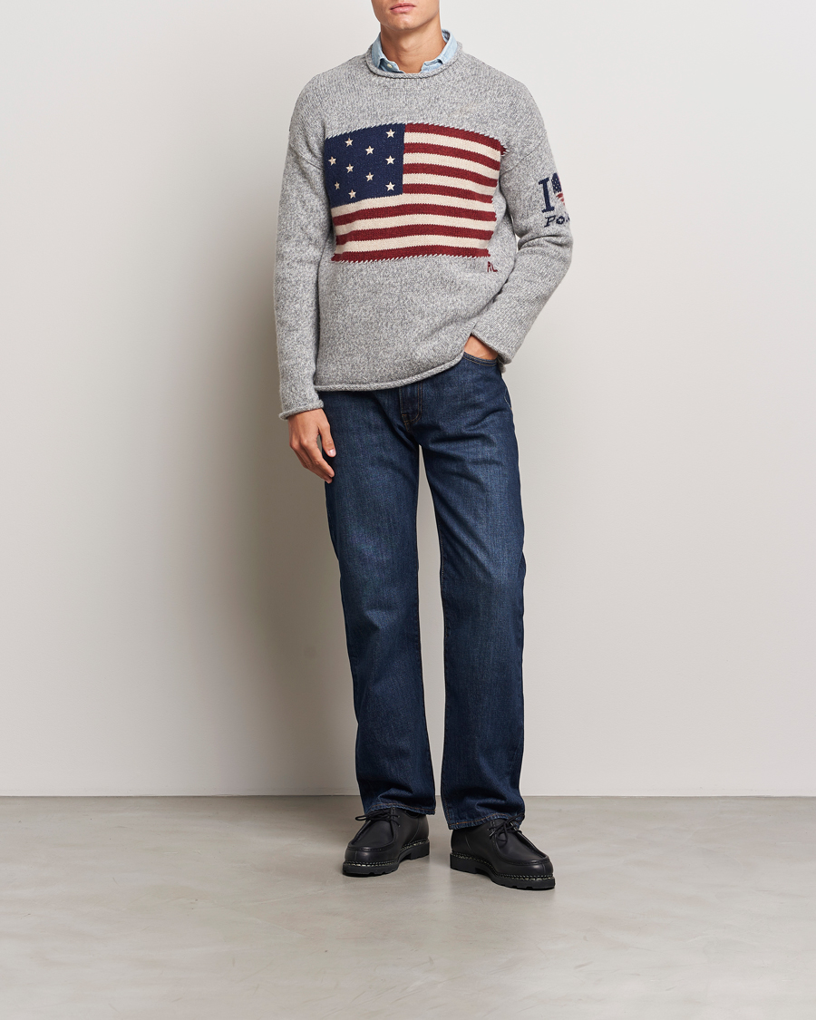 Herre | Gensere | Polo Ralph Lauren | Wool Flag Sweater Grey Combo