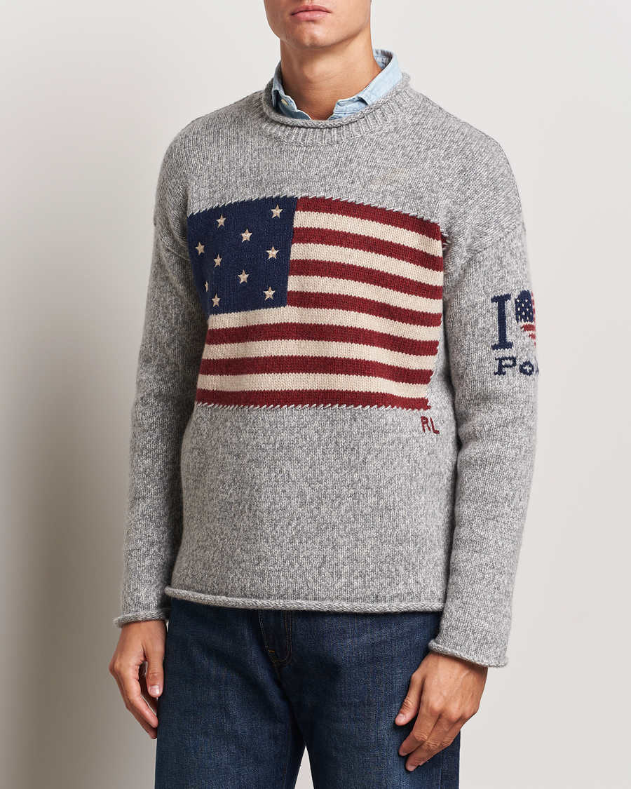 Herre | Gensere | Polo Ralph Lauren | Wool Flag Sweater Grey Combo