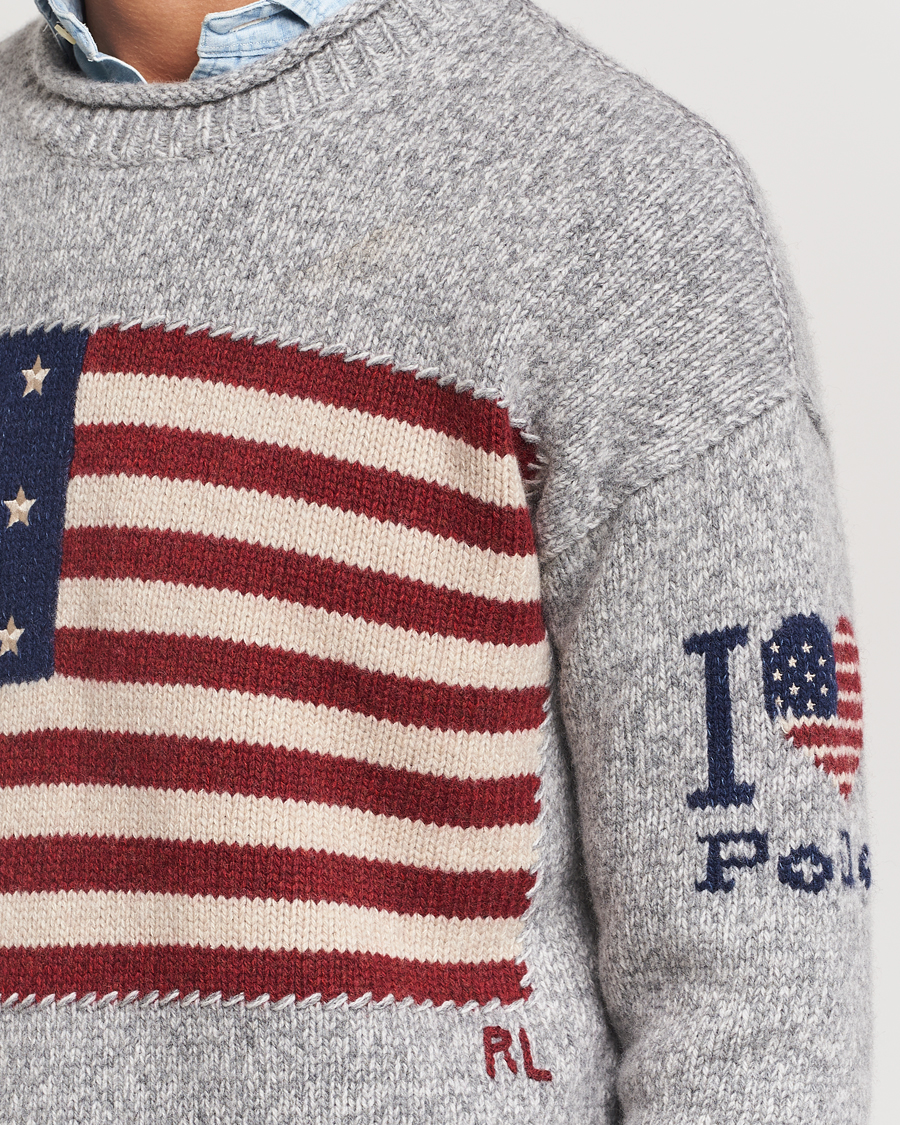 Herre | Gensere | Polo Ralph Lauren | Wool Flag Sweater Grey Combo