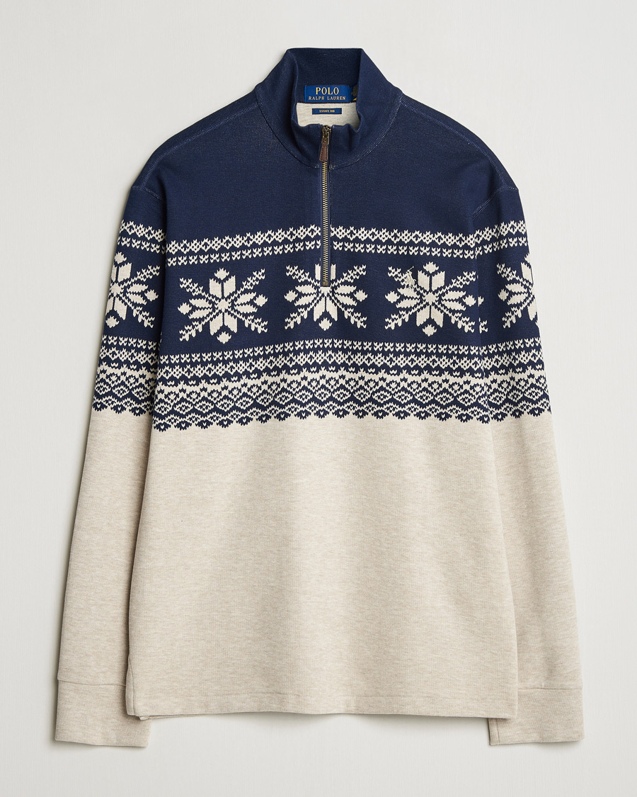 Herre | Gensere | Polo Ralph Lauren | Half-Zip Fairisle Sweater Andres Geomatric Navy