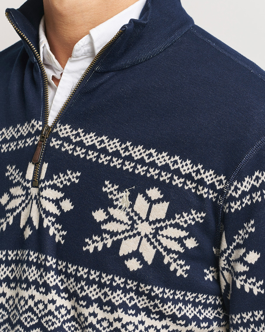Herre | Gensere | Polo Ralph Lauren | Half-Zip Fairisle Sweater Andres Geomatric Navy
