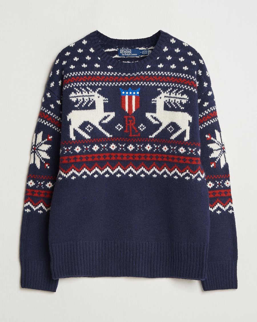 Herre | Gensere | Polo Ralph Lauren | Raindeer Wool Sweater Navy Combo