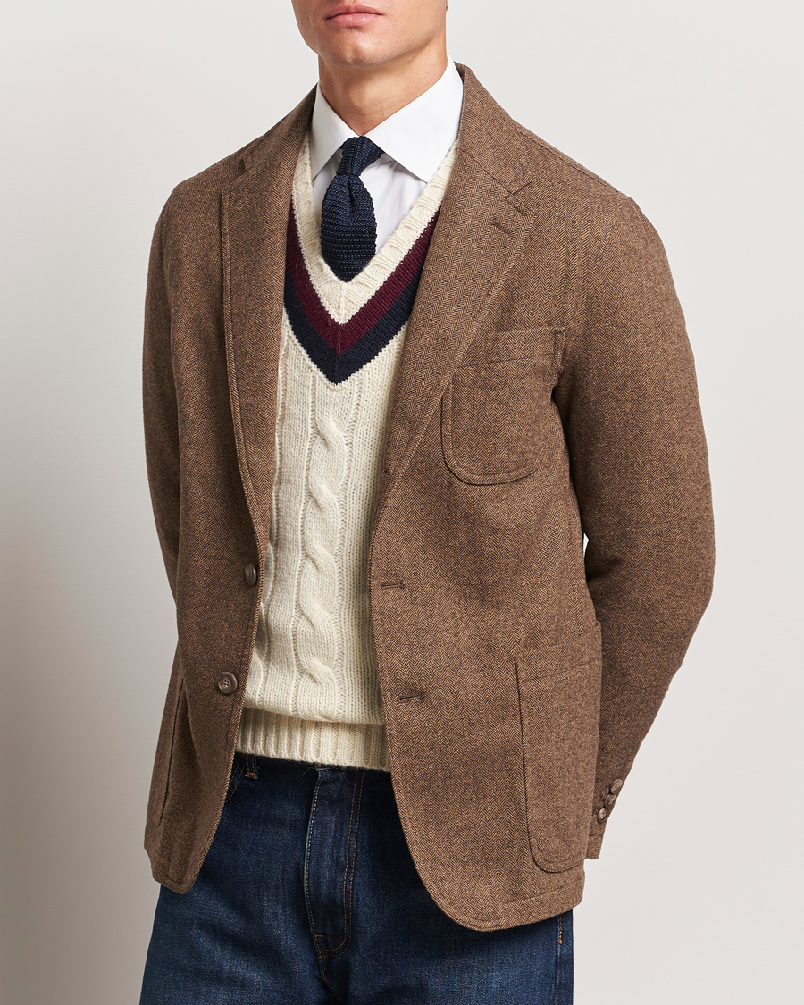 Herre | Dressjakker | Polo Ralph Lauren | Classic Herringbone Sportcoat Brown/Tan