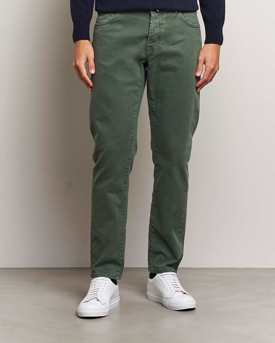 Herre | Bukser | Incotex | 5-Pocket Bull Denim Pants Dark Green