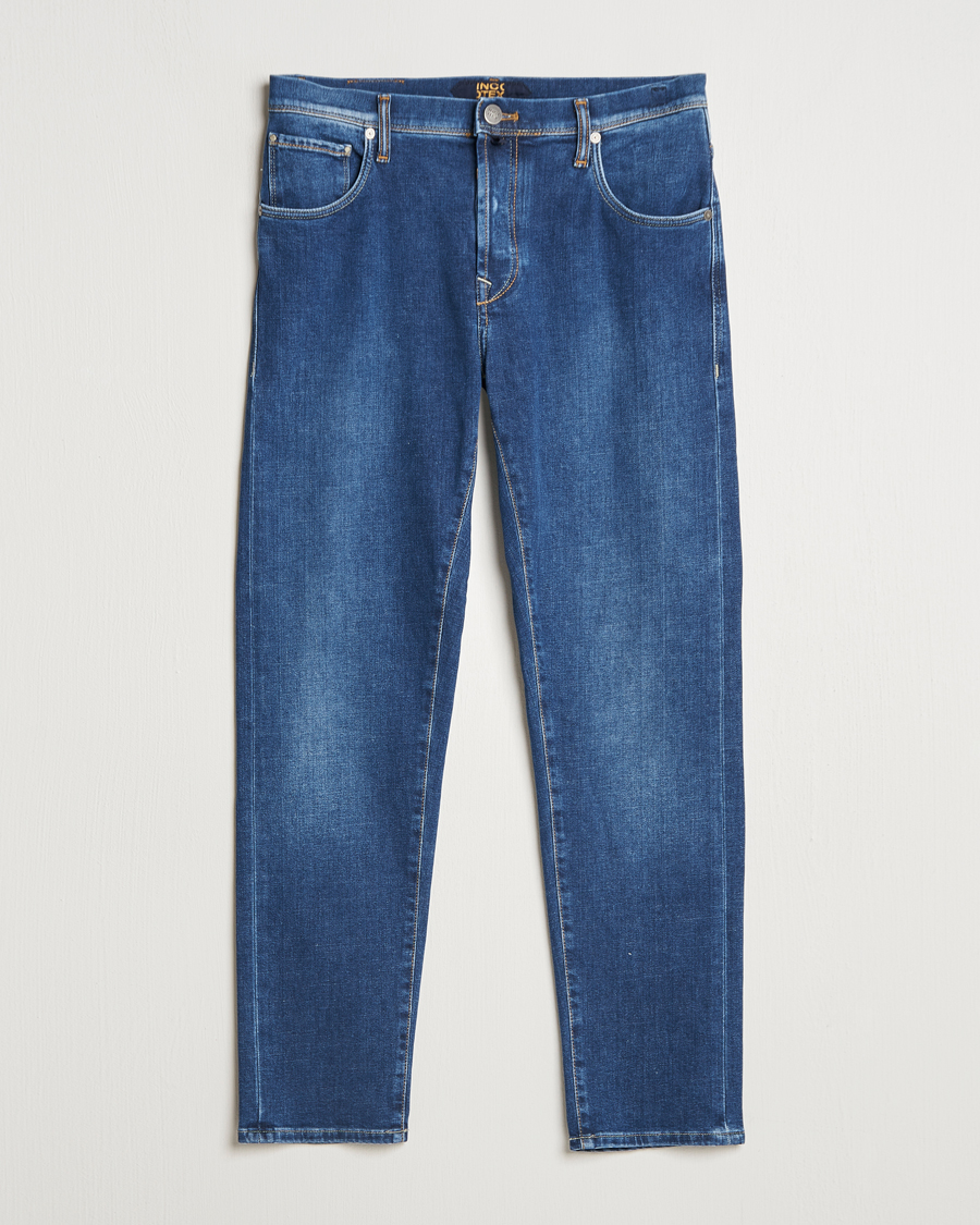 Herre | Jeans | Incotex | 5-Pocket Stretch Denim Medium Blue