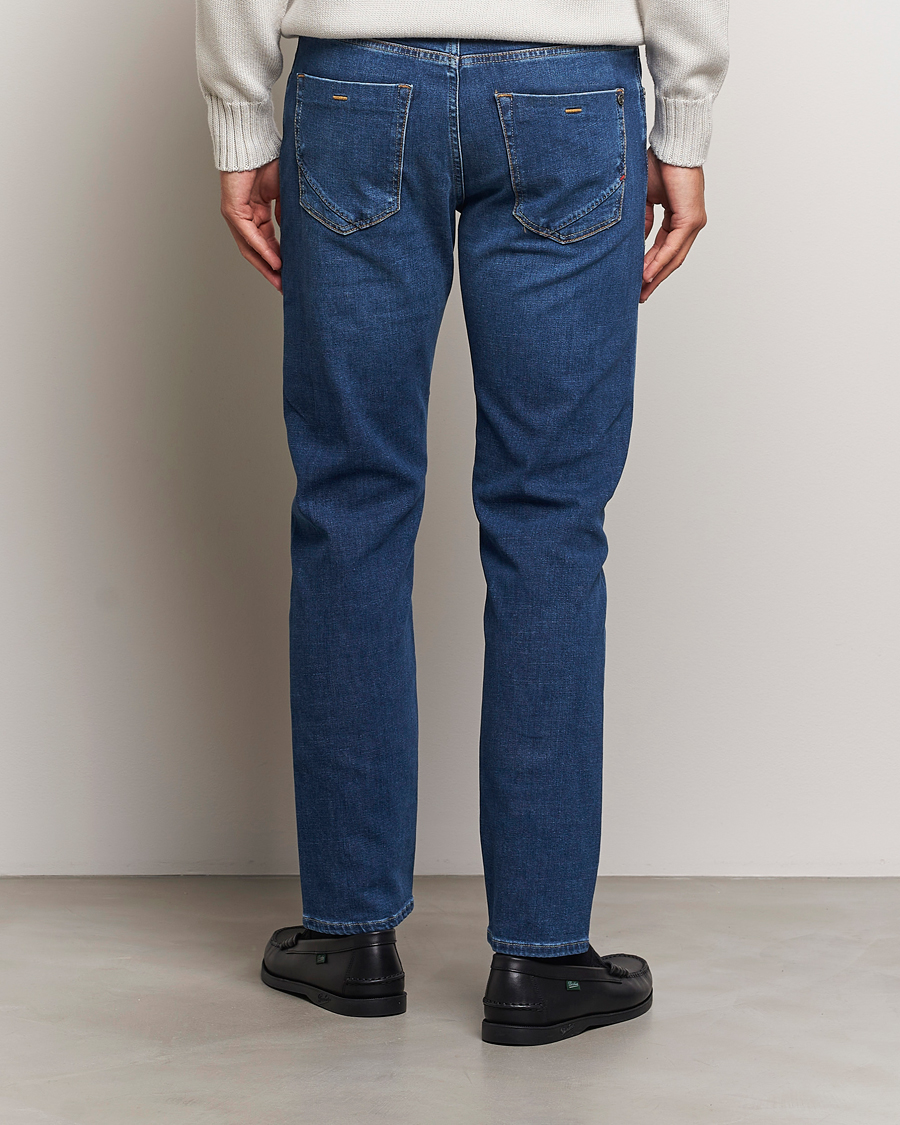 Herre | Jeans | Incotex | 5-Pocket Stretch Denim Medium Blue