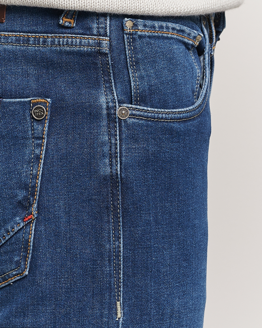 Herre | Jeans | Incotex | 5-Pocket Stretch Denim Medium Blue