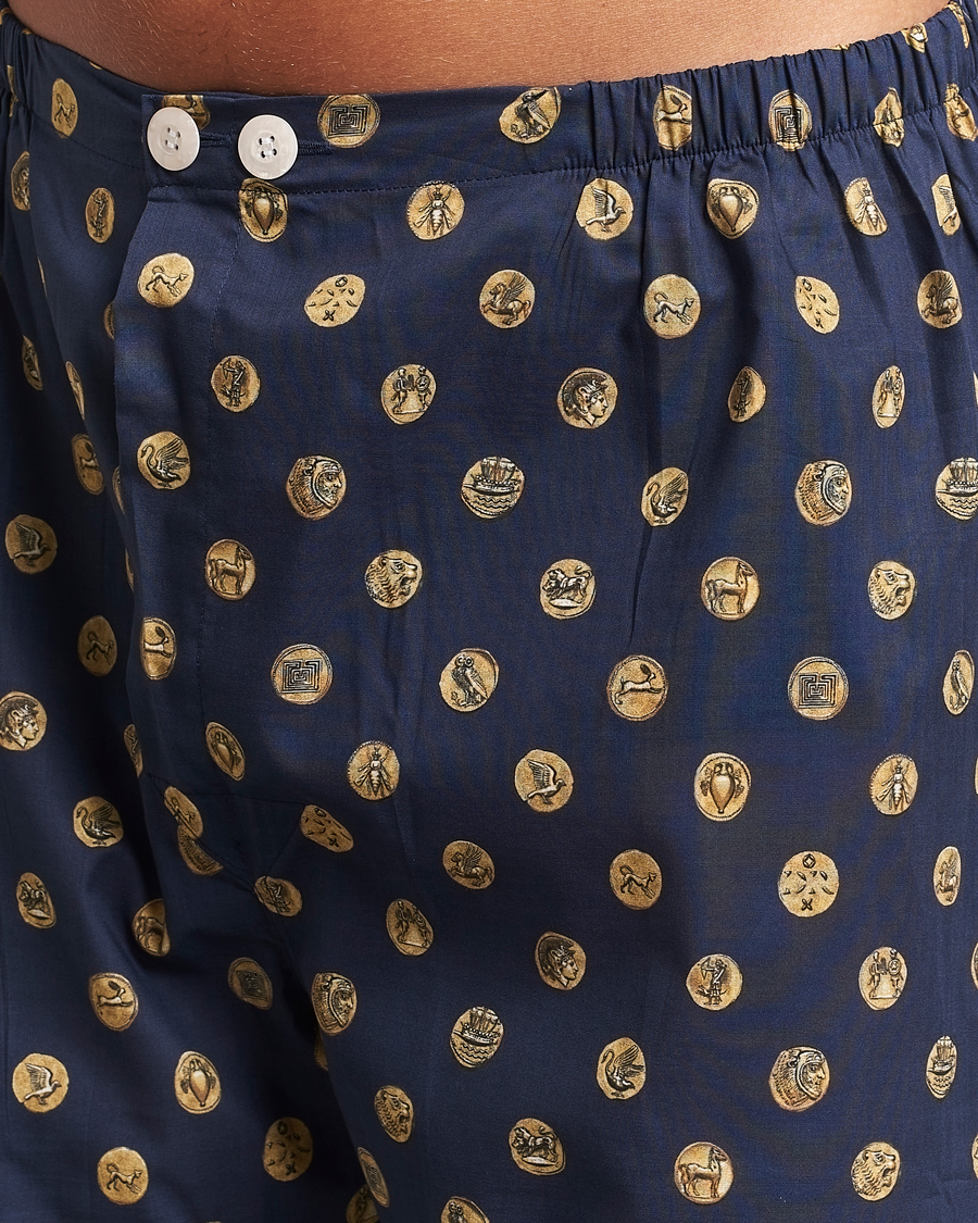 Herre | Pyjamaser og badekåper | Derek Rose | Printed Cotton Pyjama Set Navy