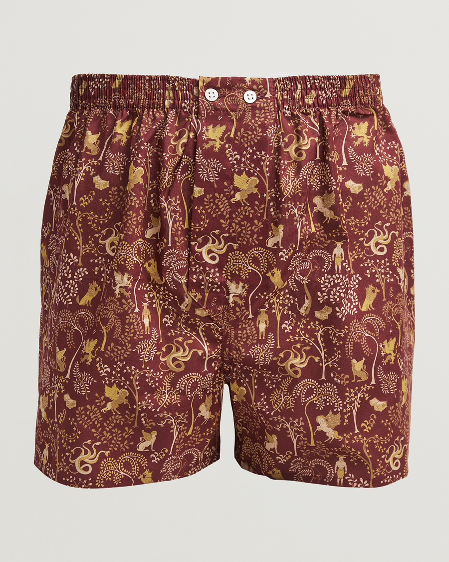 Herre | Undertøy | Derek Rose | Classic Fit Woven Cotton Boxer Shorts Burgundy