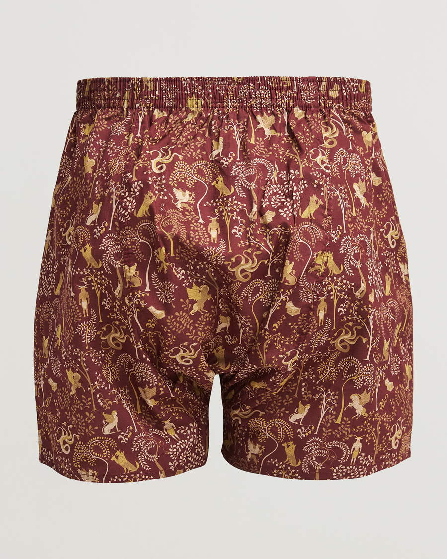 Herre | Undertøy | Derek Rose | Classic Fit Woven Cotton Boxer Shorts Burgundy