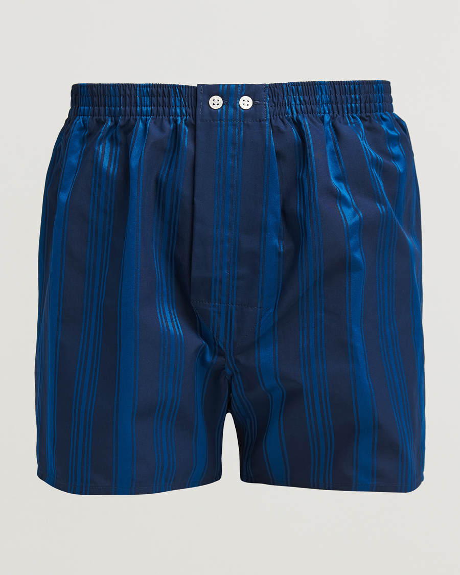 Herre | Undertøy | Derek Rose | Classic Fit Woven Cotton Boxer Shorts Navy