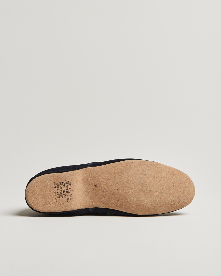 Herre | Sandaler og tøfler | Derek Rose | Crawford Sheepskin Suede Slippers Navy