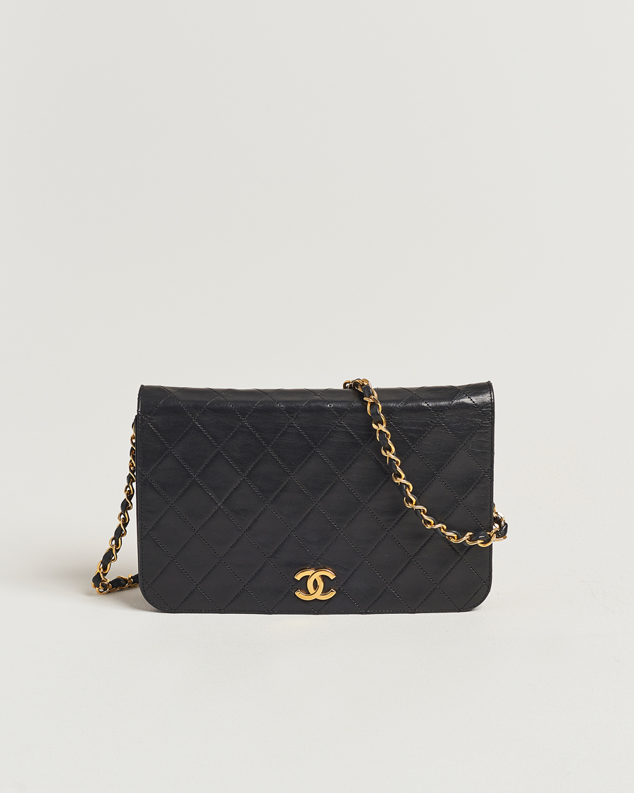 Herre | Chanel Pre-Owned Single Full Flap Bag Black Lambskin | Chanel Pre-Owned | Single Full Flap Bag Black Lambskin