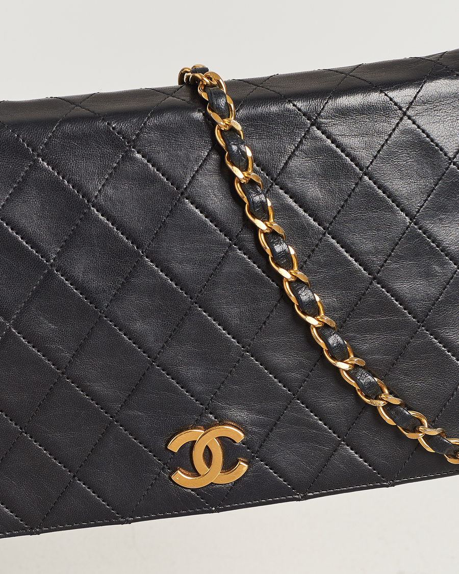 Herre | Chanel Pre-Owned Single Full Flap Bag Black Lambskin | Chanel Pre-Owned | Single Full Flap Bag Black Lambskin