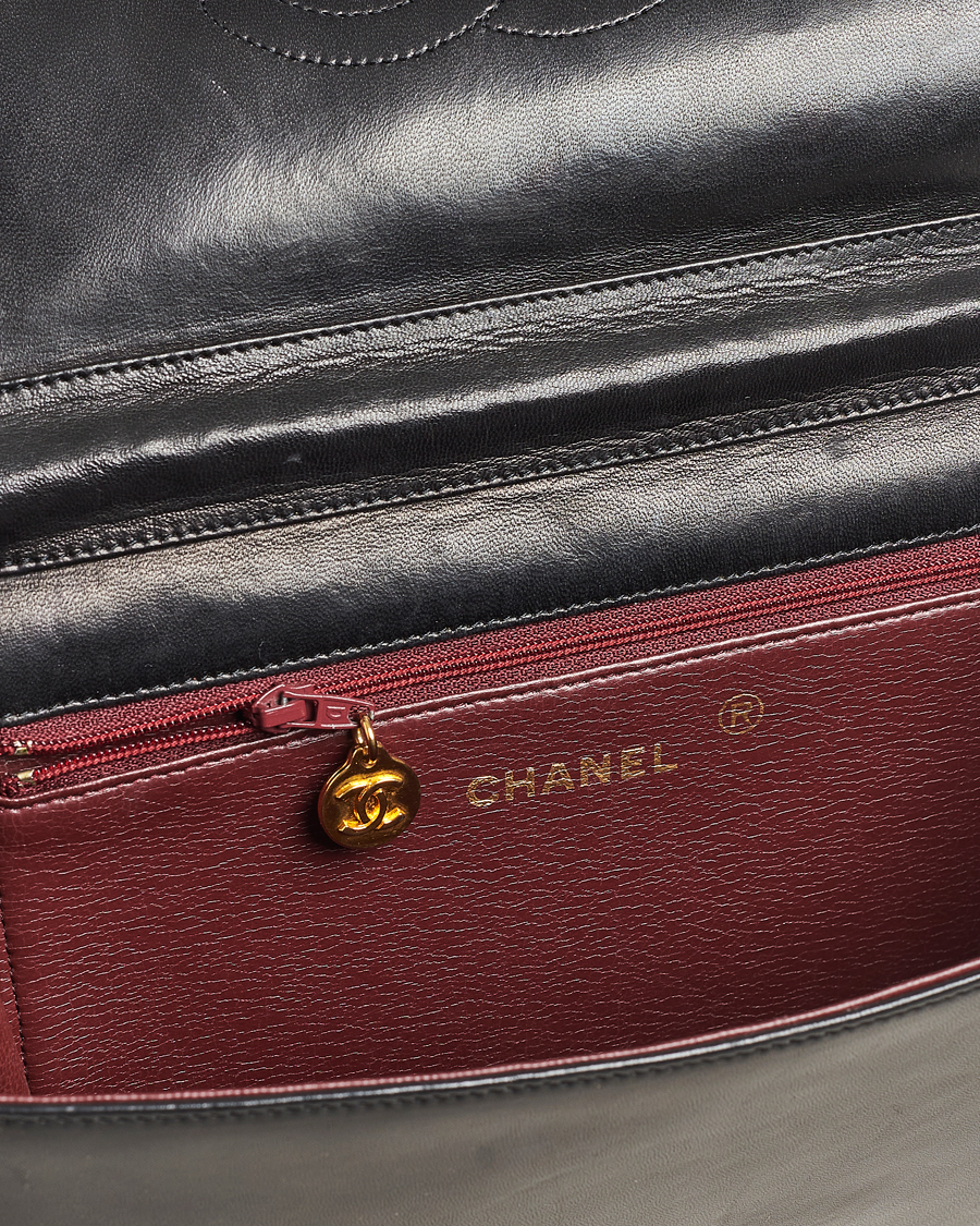 Herre | Chanel Pre-Owned Single Full Flap Bag Black Lambskin | Chanel Pre-Owned | Single Full Flap Bag Black Lambskin