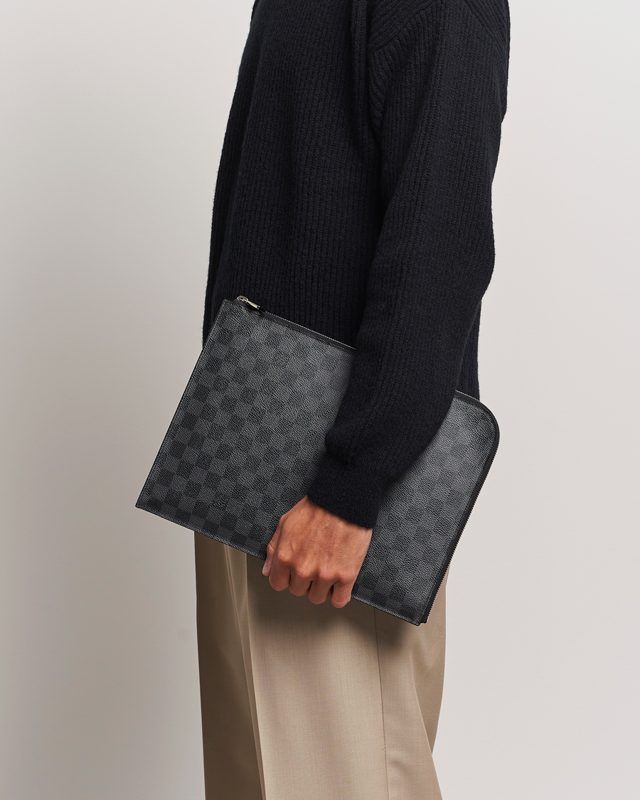 Herre | Louis Vuitton Pre-Owned Poche Joule GM Clutch Bag Damier Graphite | Louis Vuitton Pre-Owned | Poche Joule GM Clutch Bag Damier Graphite
