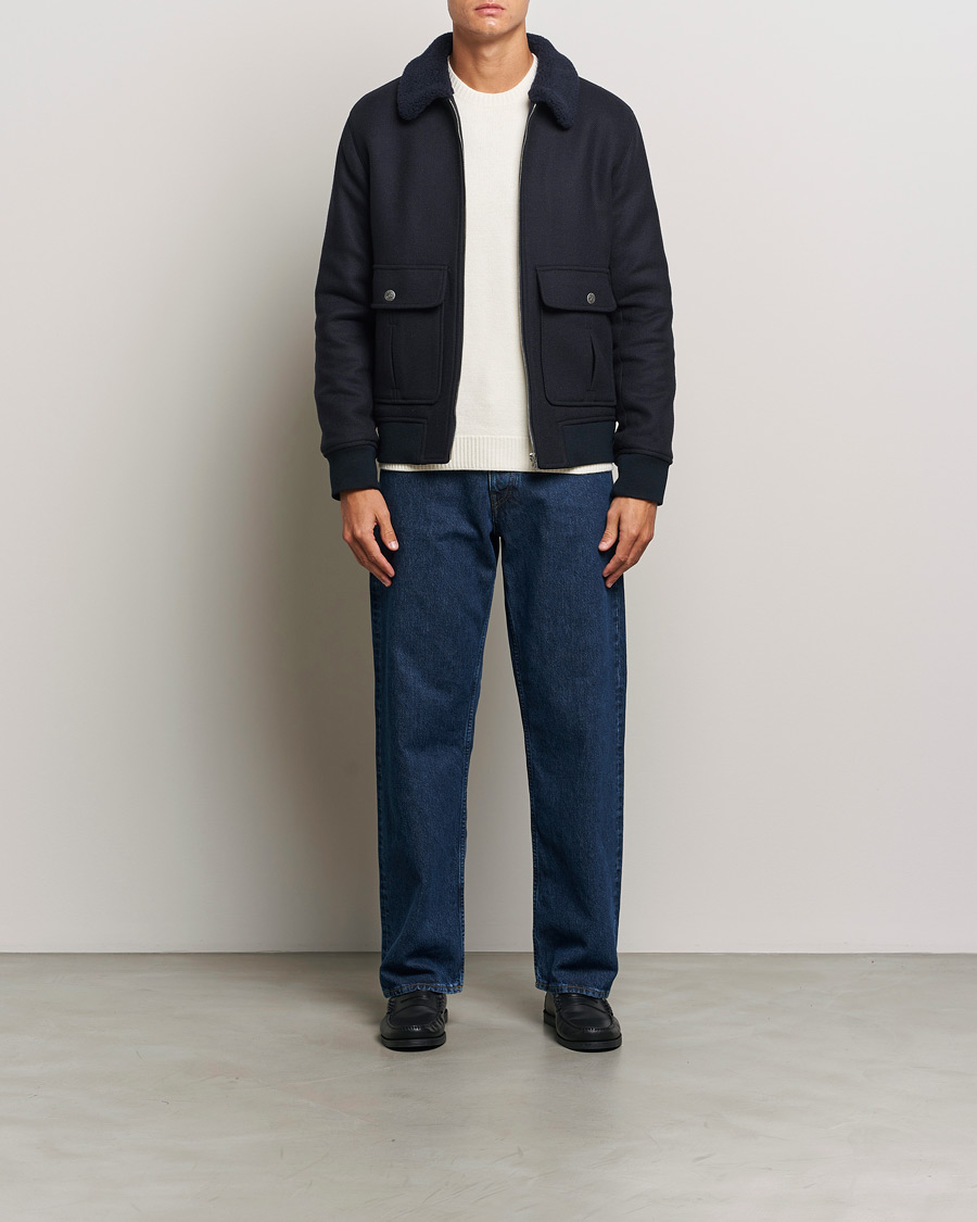 Herre | Jakker | A.P.C. | Ben Shearling Bomber Jacket Dark Navy