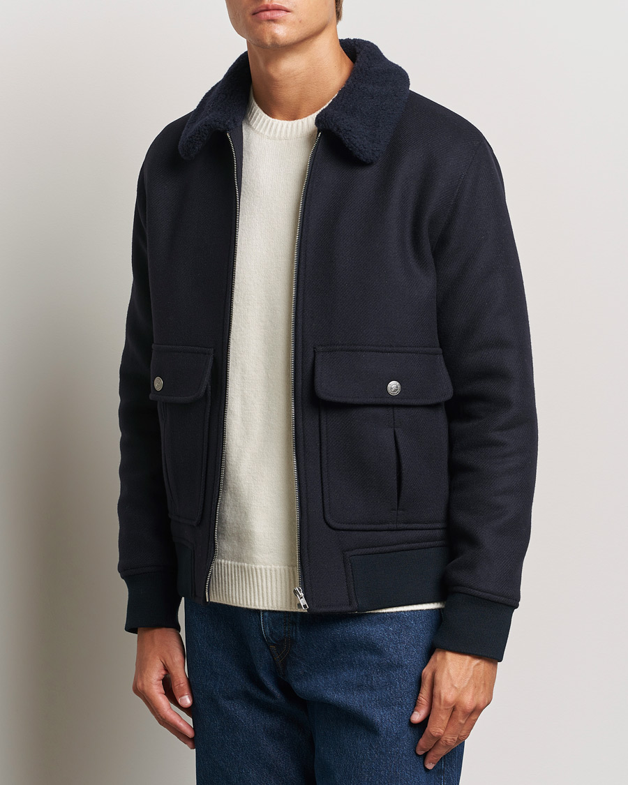Herre | Jakker | A.P.C. | Ben Shearling Bomber Jacket Dark Navy