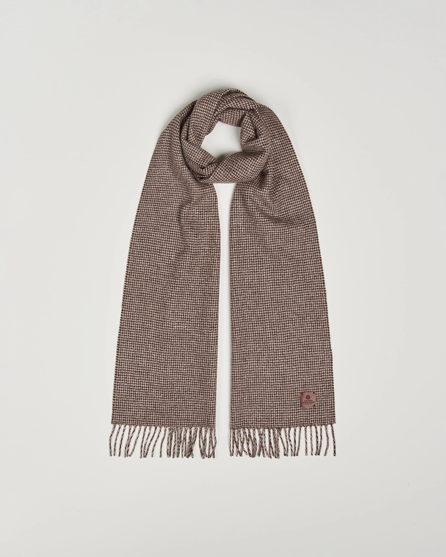 Herre | Amanda Christensen Merino Wool Dogtooth Scarf Beige Melange | Amanda Christensen | Merino Wool Dogtooth Scarf Beige Melange