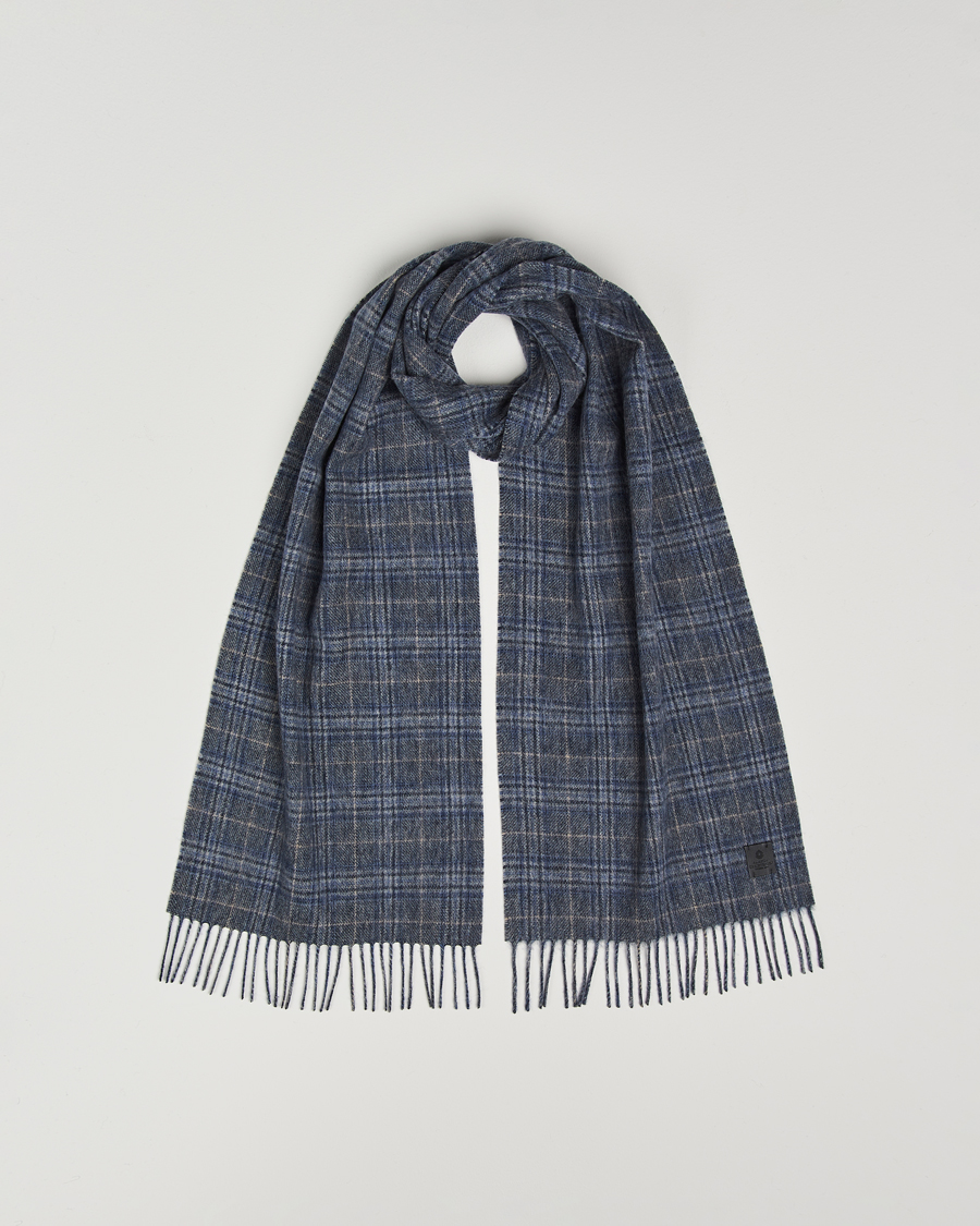 Herre | Amanda Christensen Merino Wool Glencheck Scarf Blue | Amanda Christensen | Merino Wool Glencheck Scarf Blue