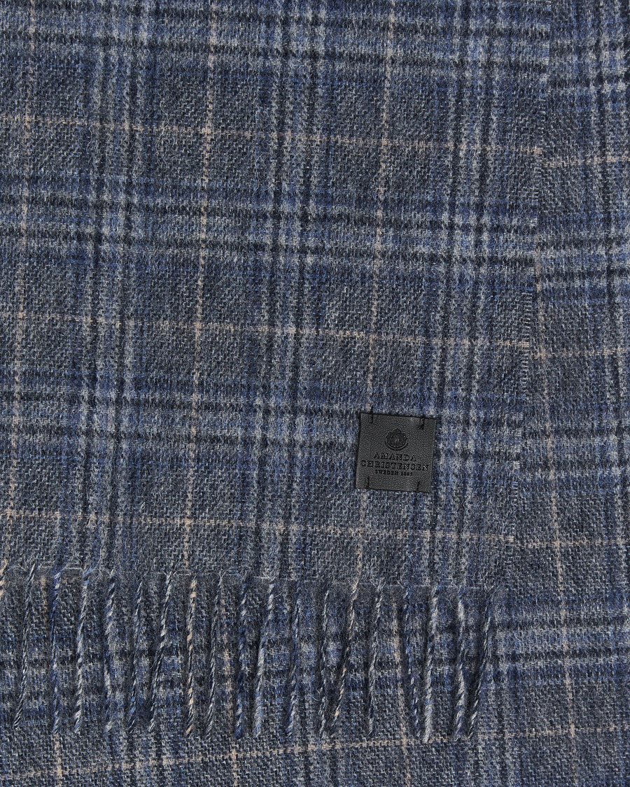 Herre | Amanda Christensen Merino Wool Glencheck Scarf Blue | Amanda Christensen | Merino Wool Glencheck Scarf Blue