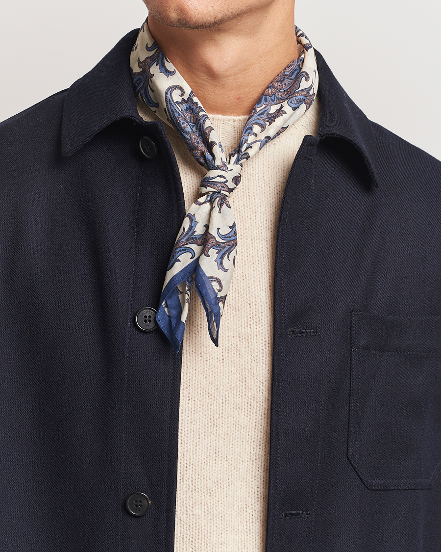 Herre | Amanda Christensen Cotton Voilé Printed Paisley Bandana White | Amanda Christensen | Cotton Voilé Printed Paisley Bandana White