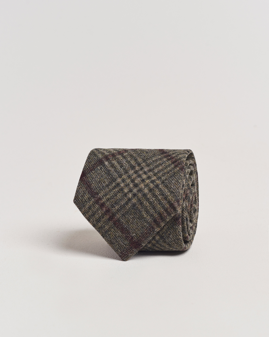 Herre | Amanda Christensen Wool Checked 8cm Tie Green | Amanda Christensen | Wool Checked 8cm Tie Green