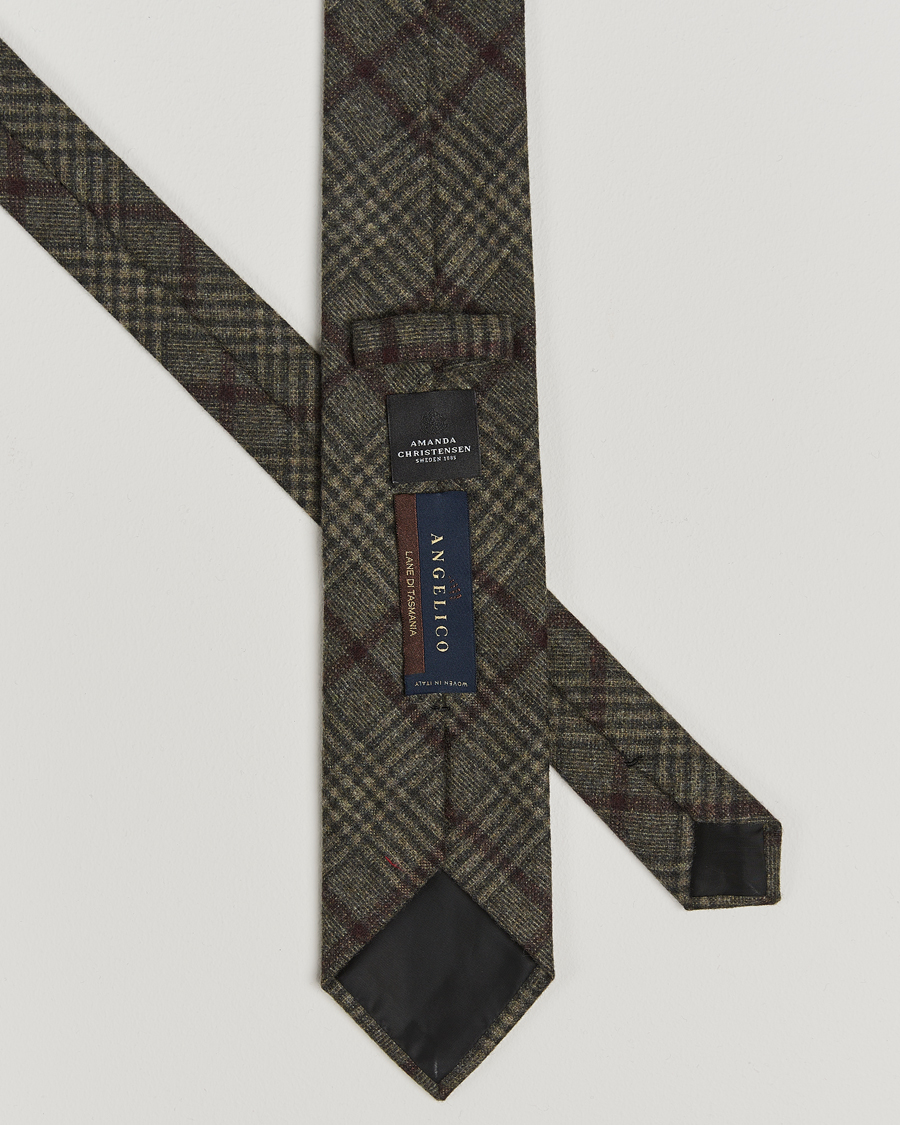 Herre | Amanda Christensen Wool Checked 8cm Tie Green | Amanda Christensen | Wool Checked 8cm Tie Green