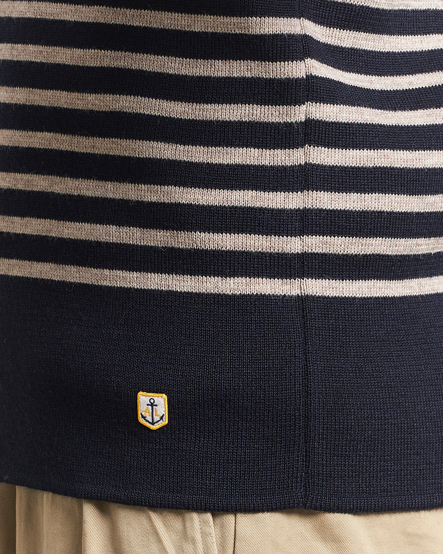 Herre | Gensere | Armor-lux | Pull Camionneur Wool Half Zip Navy/Sandstone