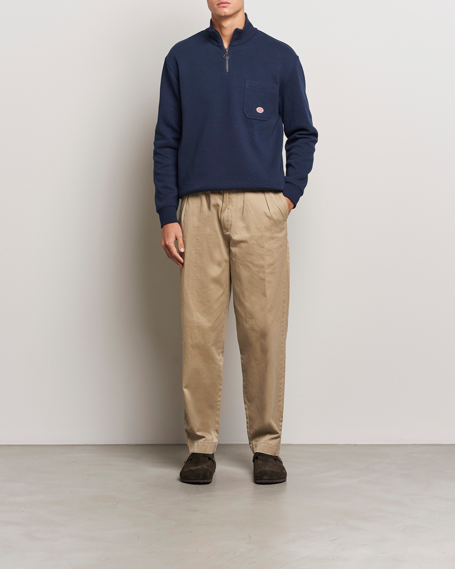 Herre | Gensere | Armor-lux | Camionneur Cotton Half Zip Sweater Deep Marine