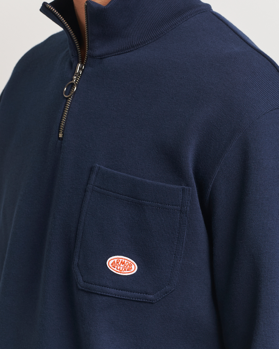 Herre | Gensere | Armor-lux | Camionneur Cotton Half Zip Sweater Deep Marine
