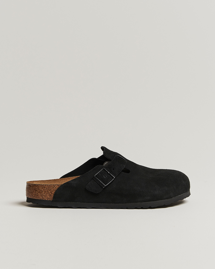 Herre | Sandaler og tøfler | BIRKENSTOCK | Boston Soft Footbed Black Suede