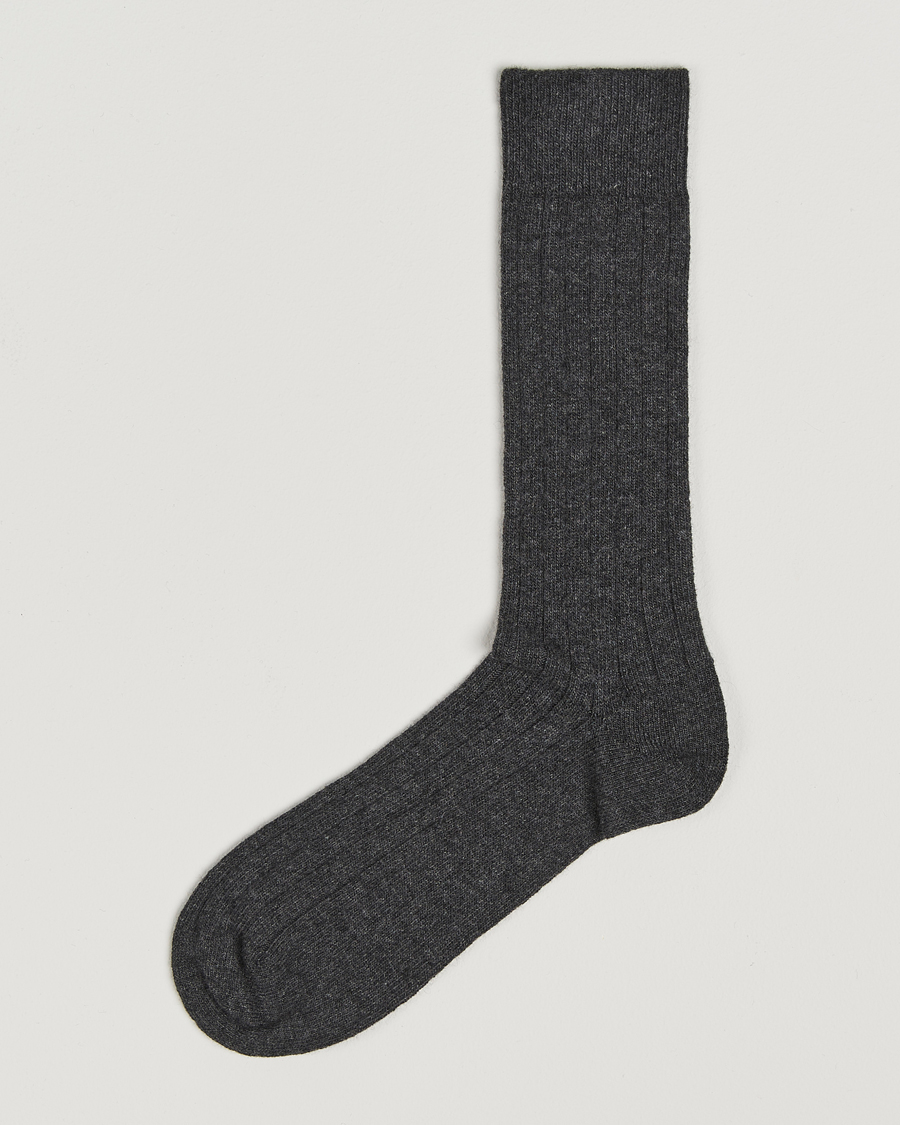 Herre | Undertøy | Bresciani | Wool/Cashmere Ribbed Socks Dark Grey