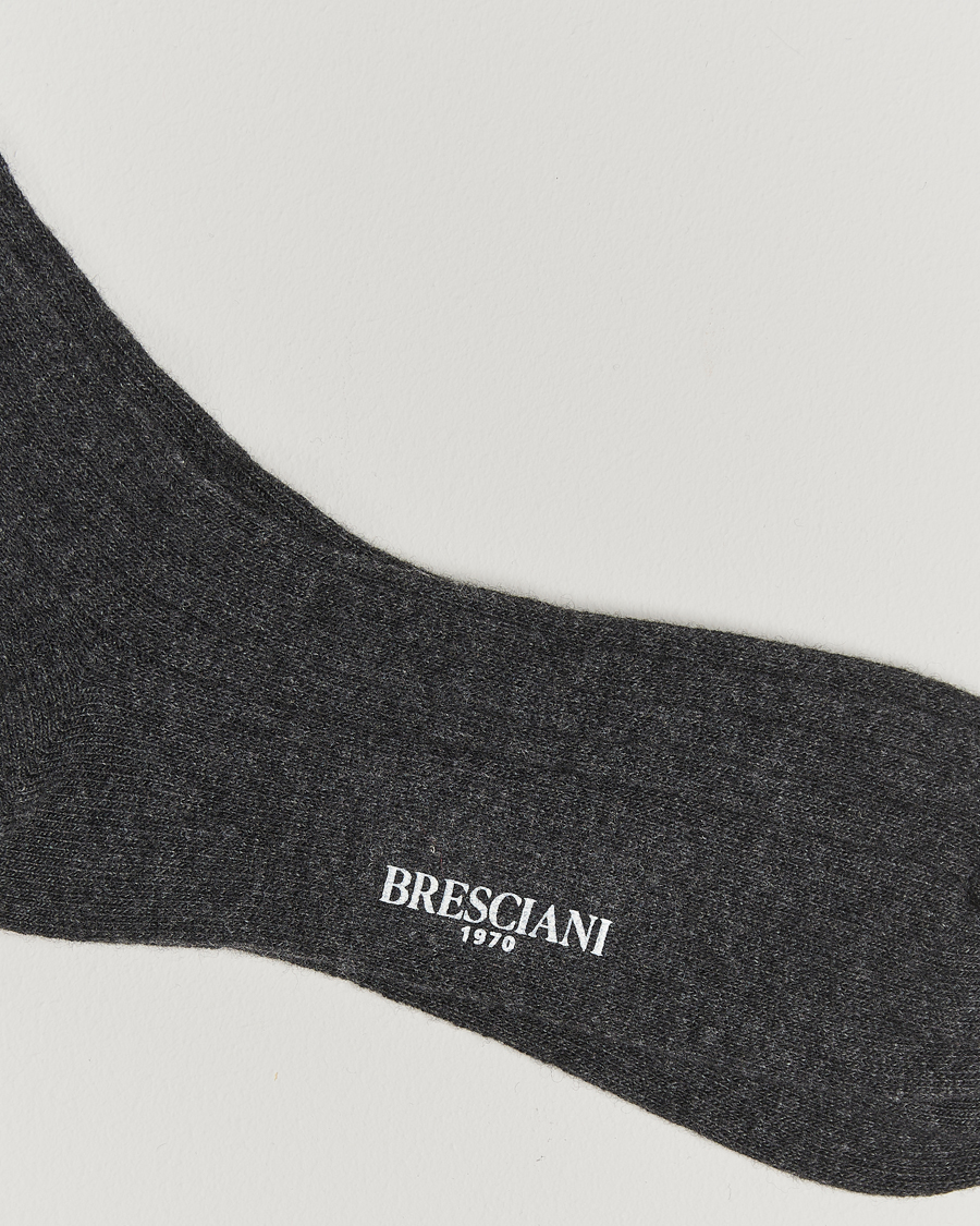 Herre | Undertøy | Bresciani | Wool/Cashmere Ribbed Socks Dark Grey