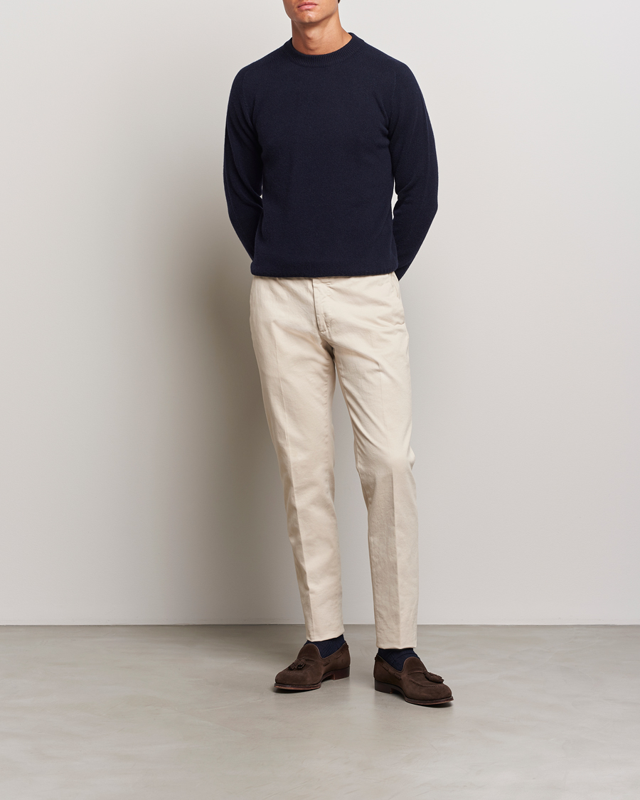 Herre | Gensere | Altea | Wool/Cashmere Crew Neck Pullover Navy