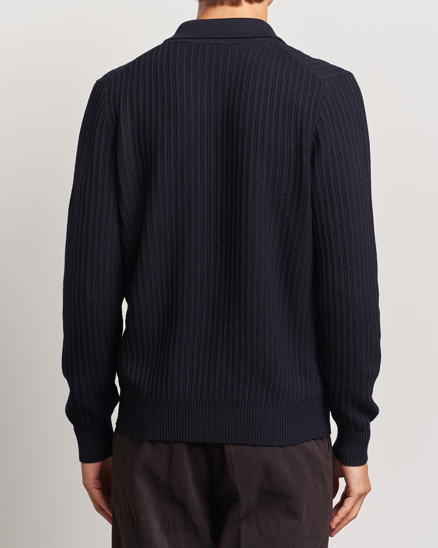Herre | Gensere | Altea | Rib Wool Cardigan Navy