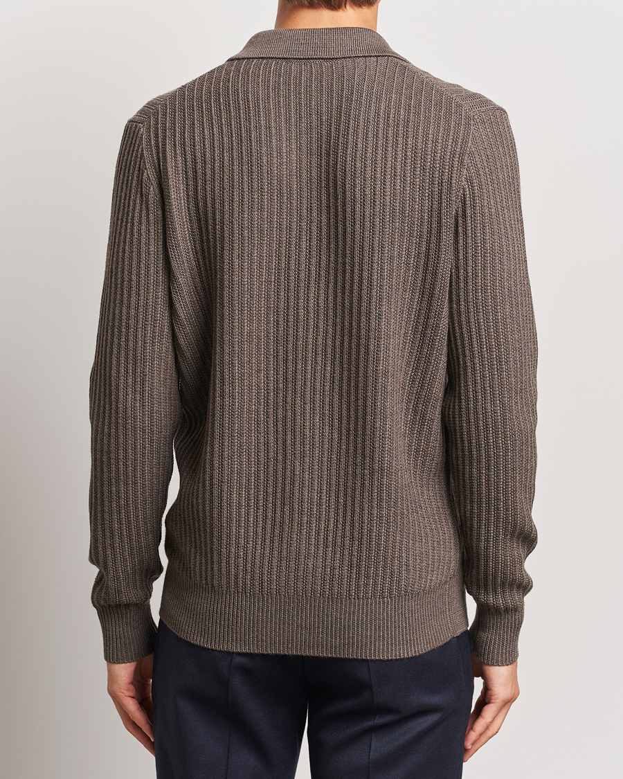 Herre | Gensere | Altea | Rib Wool Cardigan Taupe
