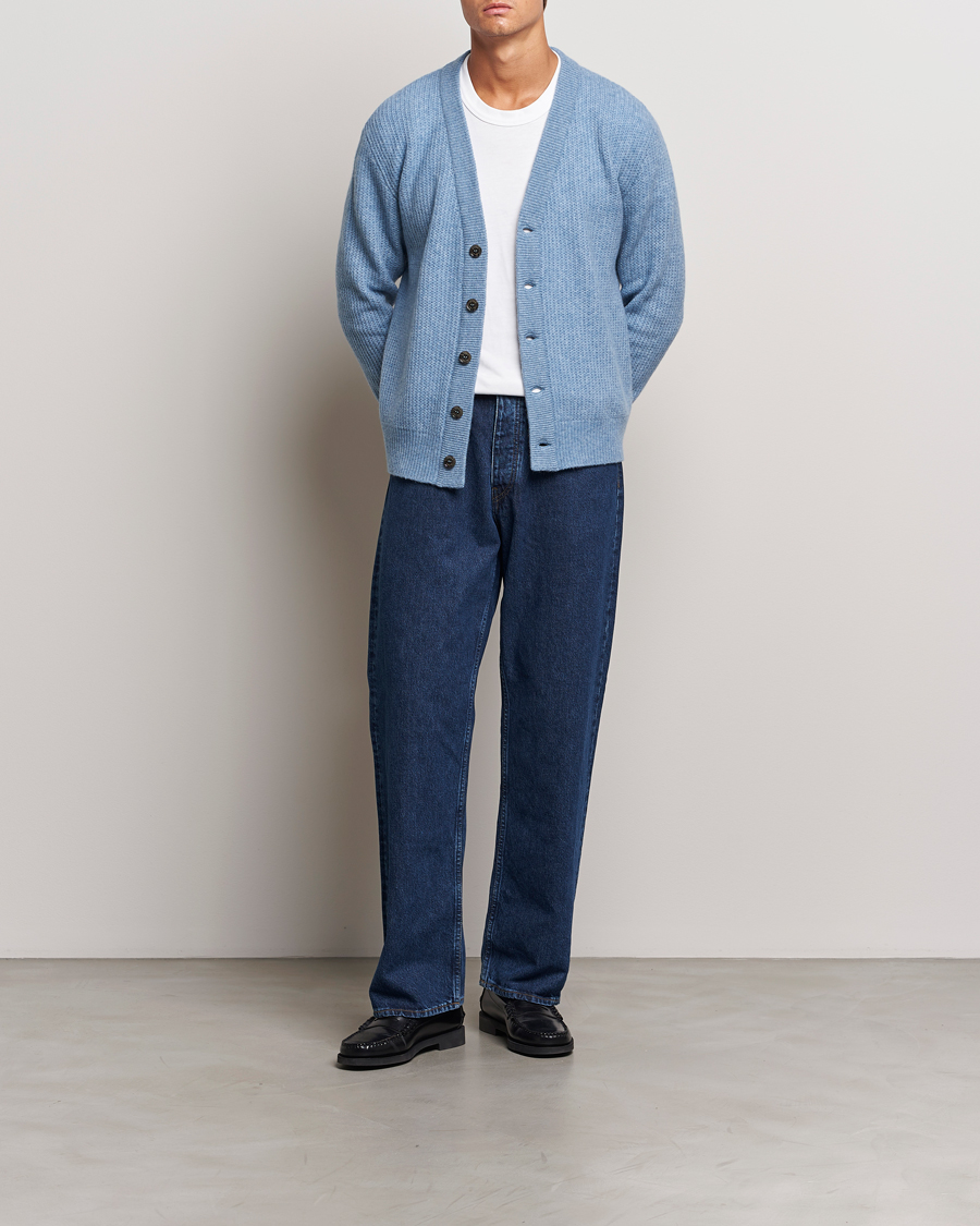 Herre | Gensere | Altea | Soft Rib Stich Cardigan Light Blue