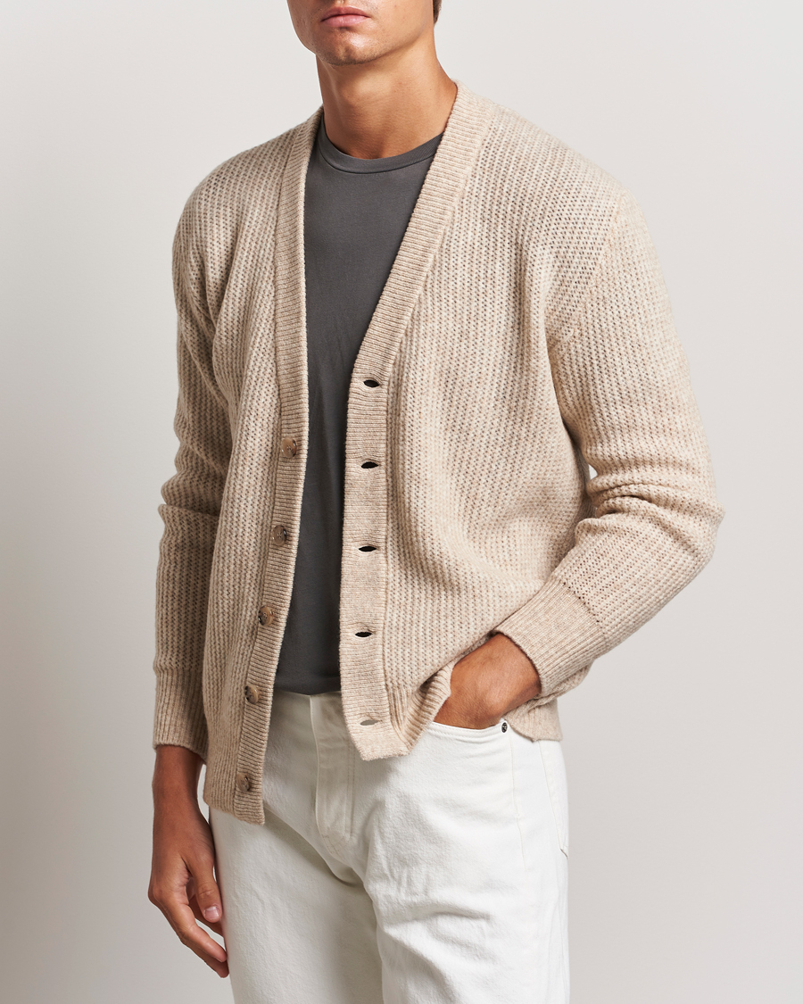 Herre | Gensere | Altea | Soft Rib Stich Cardigan Cream