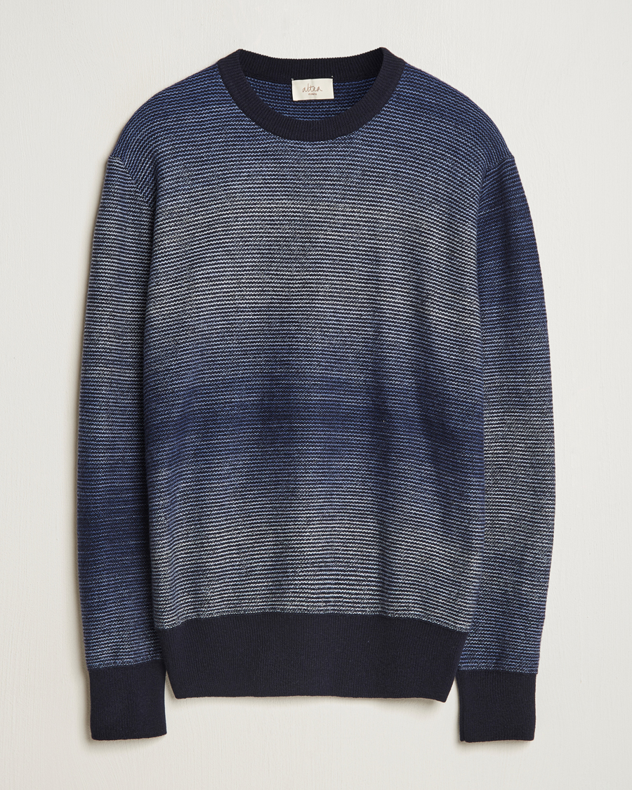 Herre | Gensere | Altea | Jacquard Stripe Sweater Navy