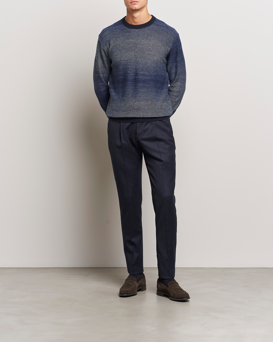 Herre | Gensere | Altea | Jacquard Stripe Sweater Navy