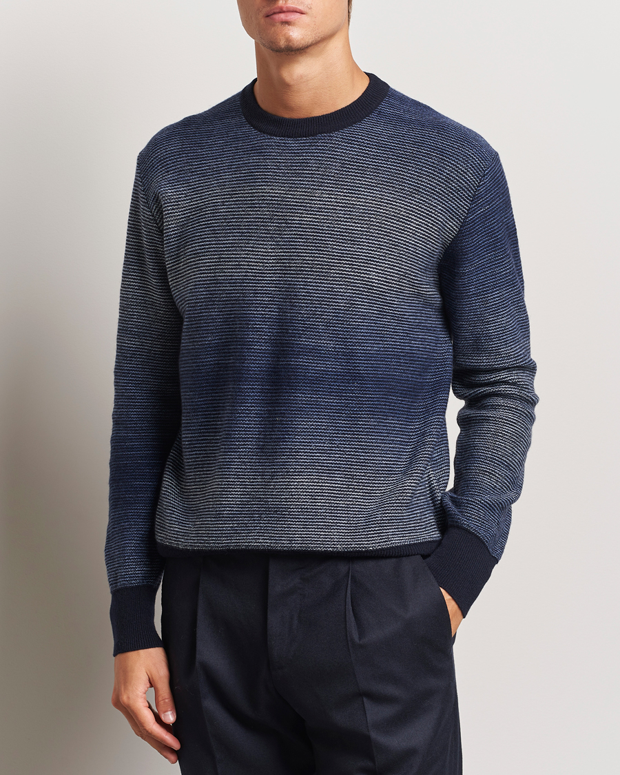 Herre | Gensere | Altea | Jacquard Stripe Sweater Navy