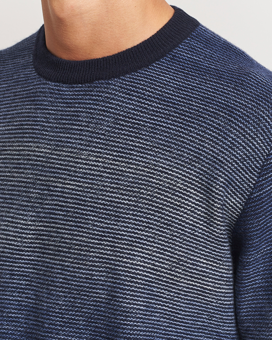 Herre | Gensere | Altea | Jacquard Stripe Sweater Navy