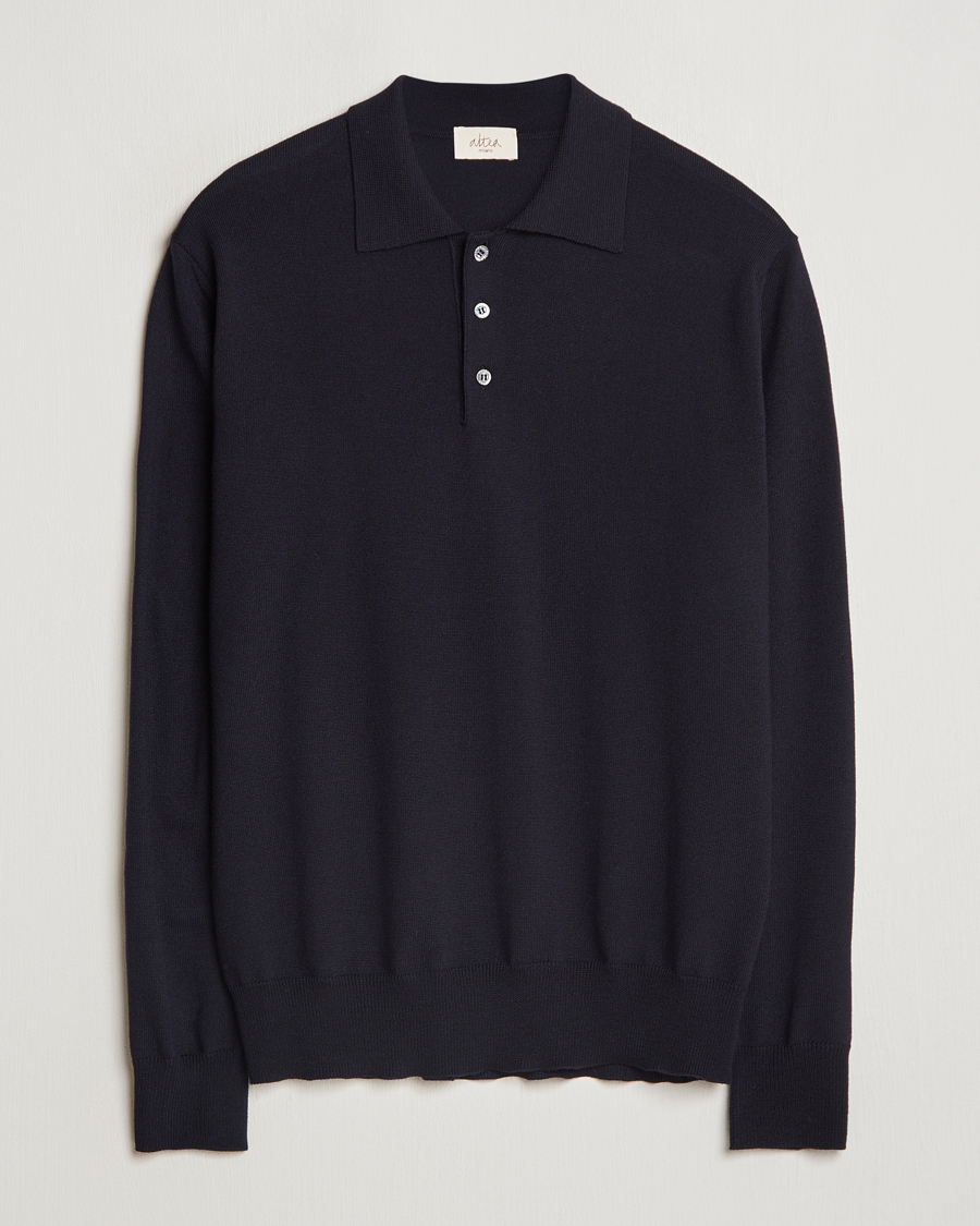 Herre | Gensere | Altea | Merino Long Sleeve Polo Navy